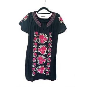 Durga Mexican Floral Dress with cross stitch flowers